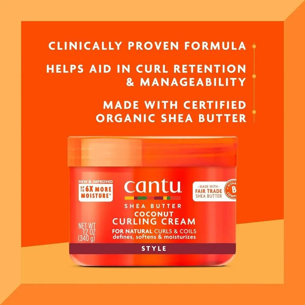 Cantu Coconut Curling Cream with Shea Butter 12 oz – 4 Pack